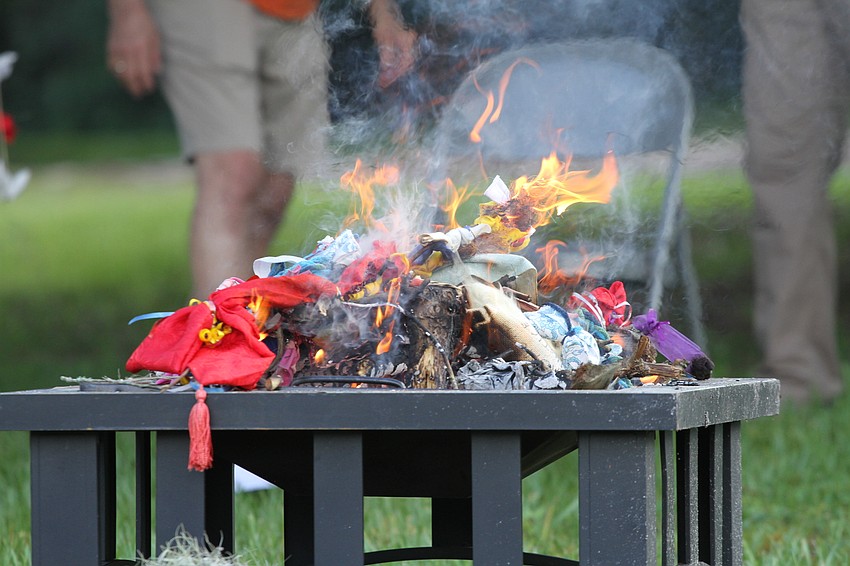 Native American tradition holds smoke from the prayer ties brings the messages to God.