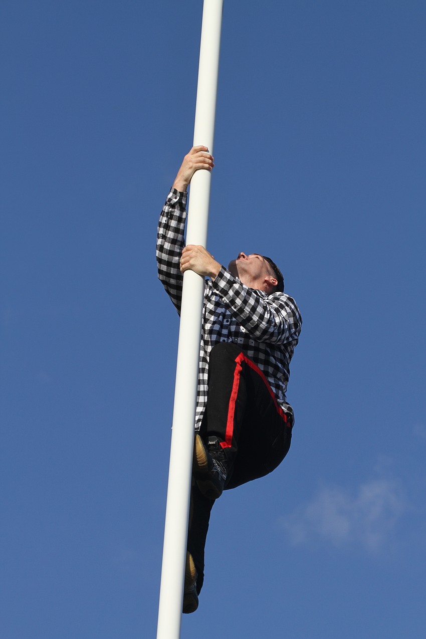 Alec Bryant scaled the sway pole.