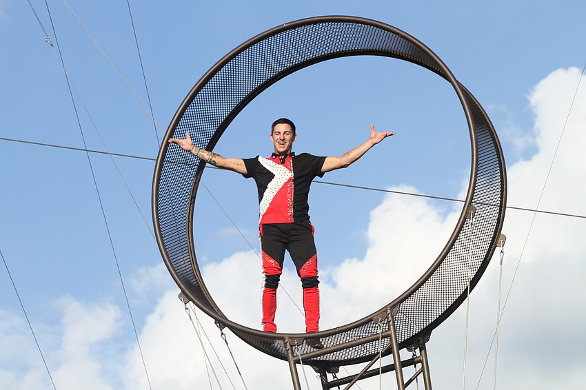 Tevin Delmonte raced across a spinning wheel.