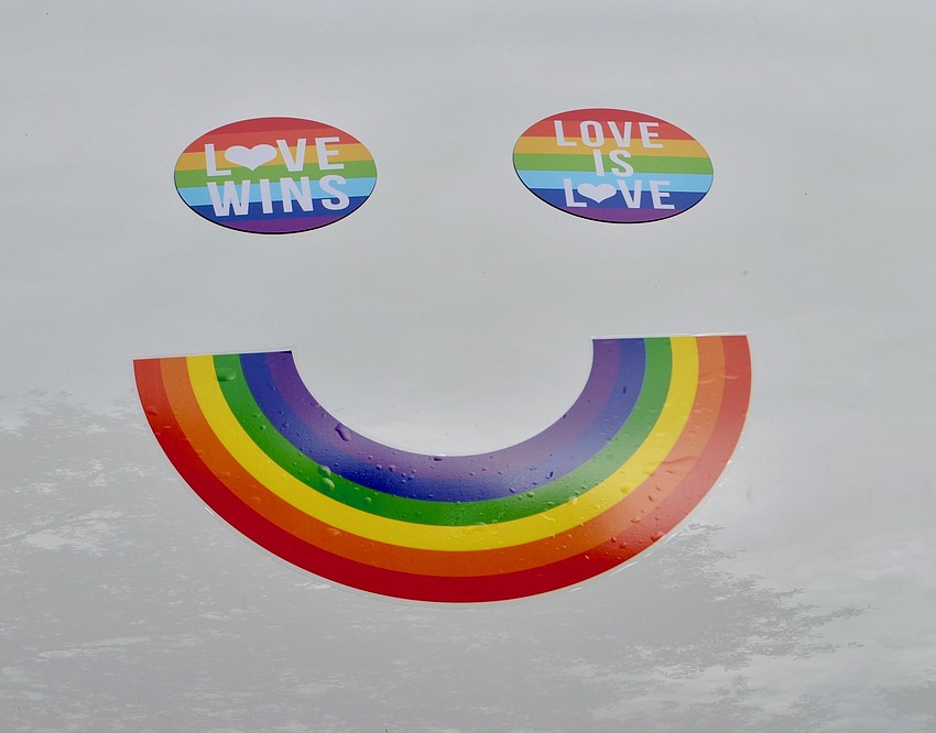 One car wore a smiley face.