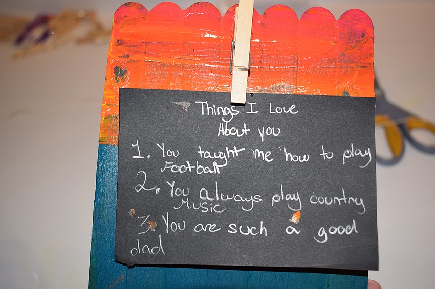 Lakewood Ranch 8-year-old Bella Bassett capped her art project with this message to her dad, Tony Bassett.