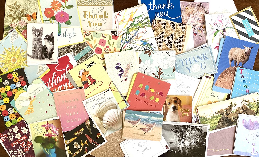 A sample of the thank you cards Linda Mitchell has received. Courtesy photo.