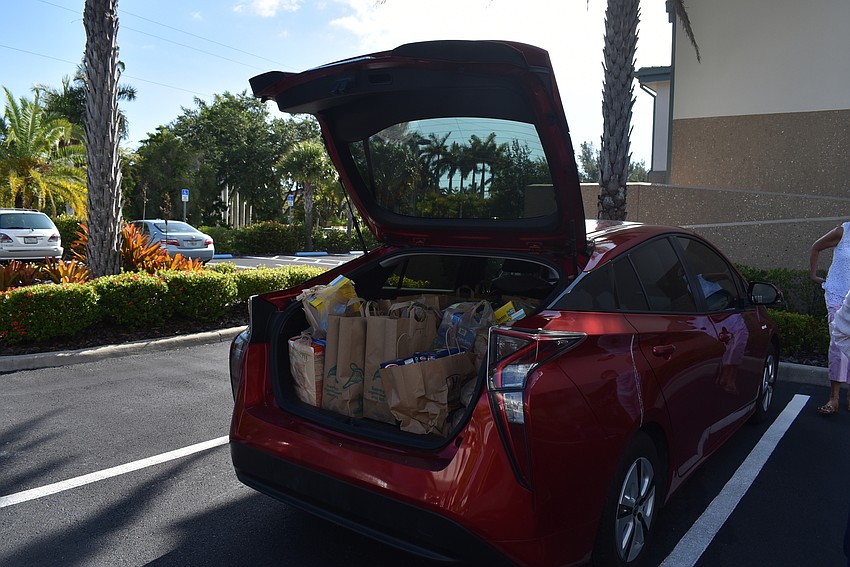 One full car ready to go to Our Daily Bread.