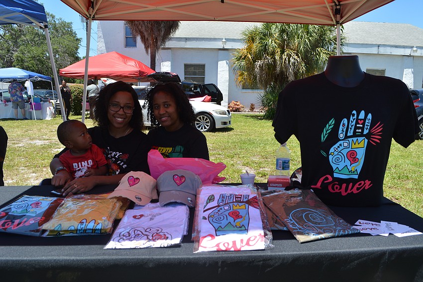 Briauna Jones and Jaberia Calahan had T-shirts and other products on display at the Self Love stand.
