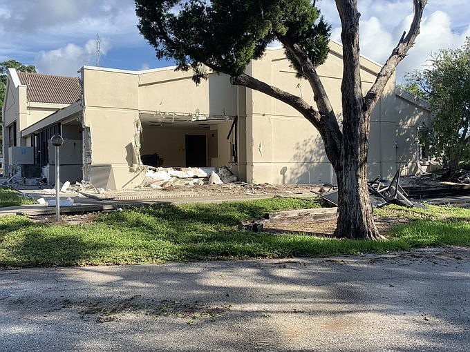 Demolition got underway at the south fire station on Tuesday, June 23, 2020, at 2162 Gulf of Mexico Drive. Photo courtesy of Tina Adams.