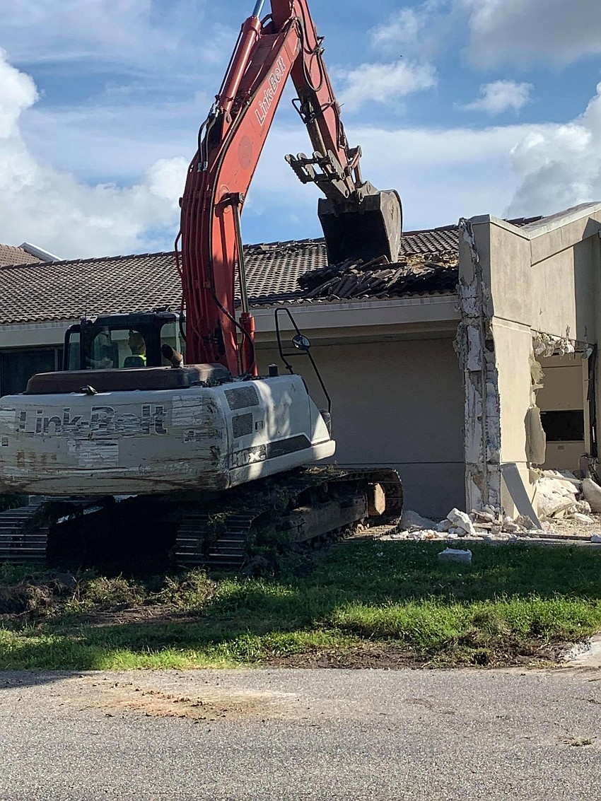 Demolition gets underway at the south fire station on Tuesday, June 23, 2020, at 2162 Gulf of Mexico Drive. Photo courtesy of Tina Adams.