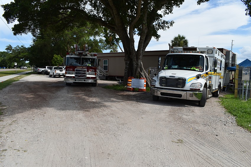 While fire firefighters at the south station operate out of a mobile home, the department will park its fire truck and ambulance outside until a new station is built.