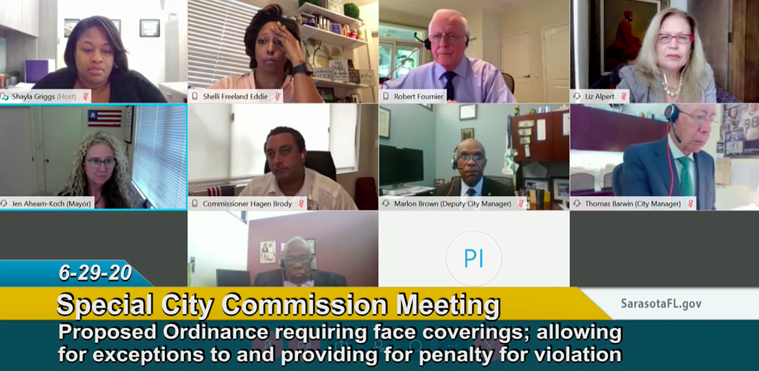 The City Commission gathered for a special remote meeting to discuss the proposed mask ordinance.
