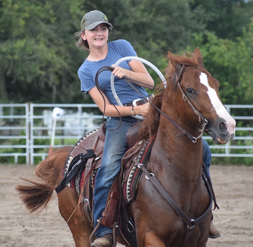 Sarasota's Aly Williams, 12, competes in the relay race.
