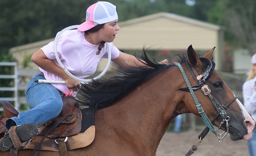 Sarasota's Carolina Sanchez, 14, gets her horse into high gear.