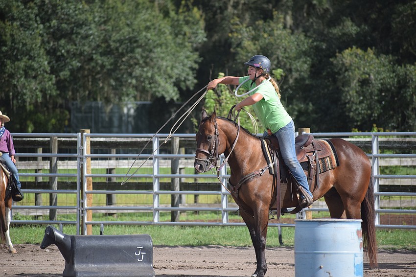 Myakka City's Sarah John, 13, is on target with her rope.