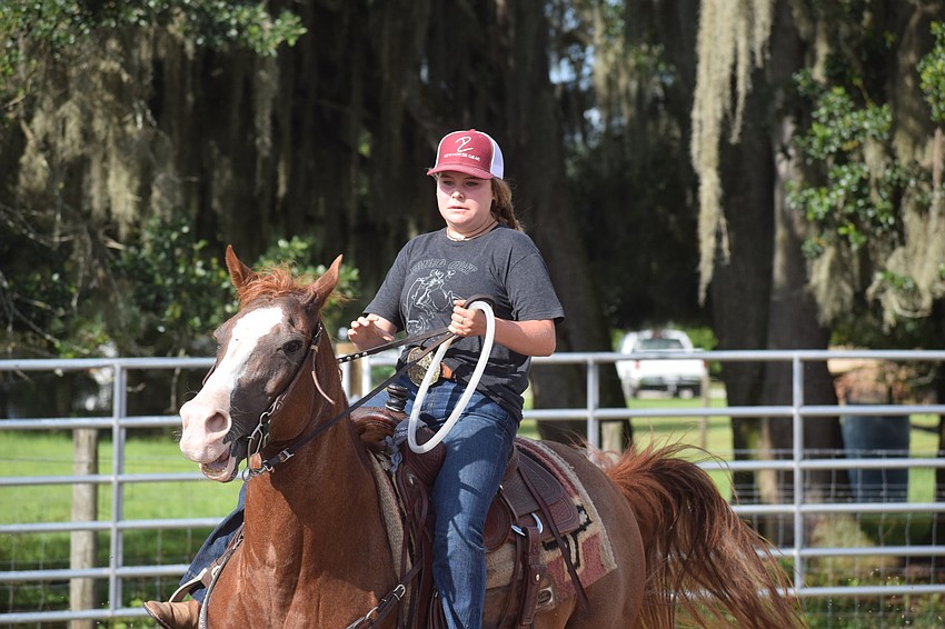 Sarasota's Cecilia Sanchez, 15, finishes her portion of the relay race.