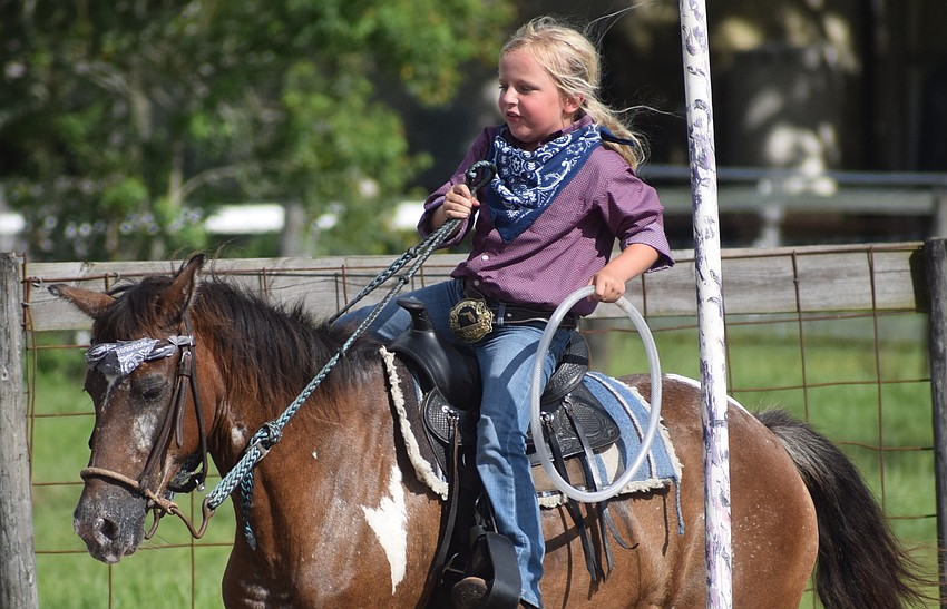 Myakka City's Mia Gorskey, 7, held her own in the competition.