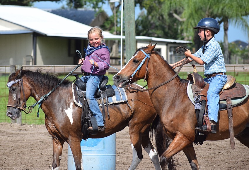Mia Gorskey teams with Ethan Snyder during the string race.
