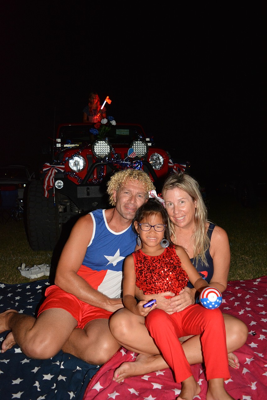 Lakewood Ranch's Greg and Liz Krome, with their daughter, Kinsley, got a front row spot for the fireworks show.