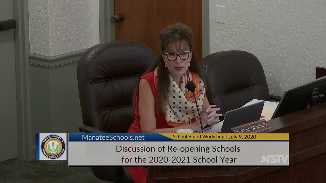 Cynthia Saunders, superintendent of the School District of Manatee County, shares the recommendation to offer e-learning, a hybrid schedule for middle and high school students or have students return five days per week.