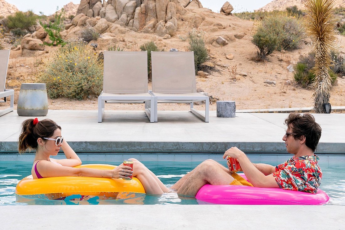 Cristin Milioti and Andy Samberg in "Palm Springs." Photo source: Hulu.