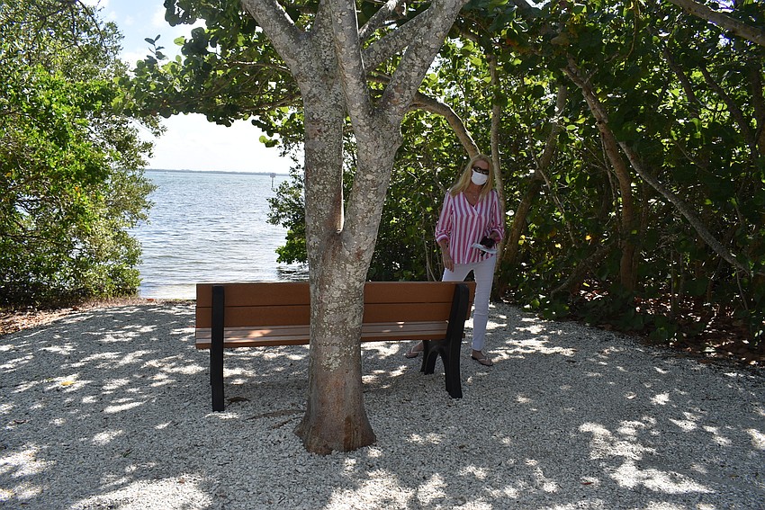 Susan Phillips at the Jaffeys' bench.