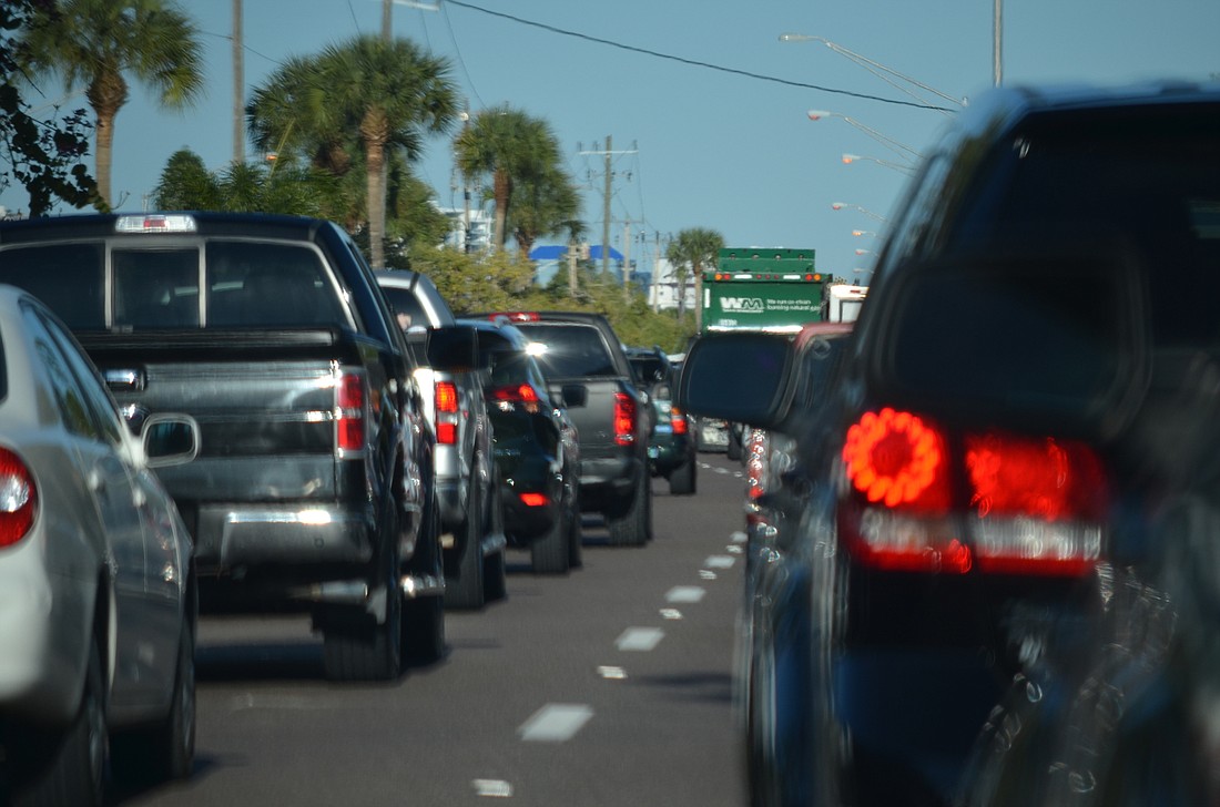 Closure of a turn lane on eastbound Gulfstream Boulevard had a detrimental effect on traffic during the winter.