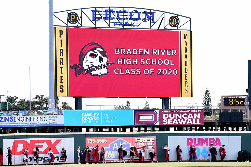 Braden River High School hosts its graduation ceremony at LECOM Park to allow for social distancing.