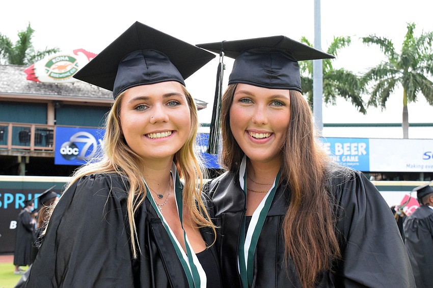Elizabeth Yochim and Maggie Yates celebrate their graduation.