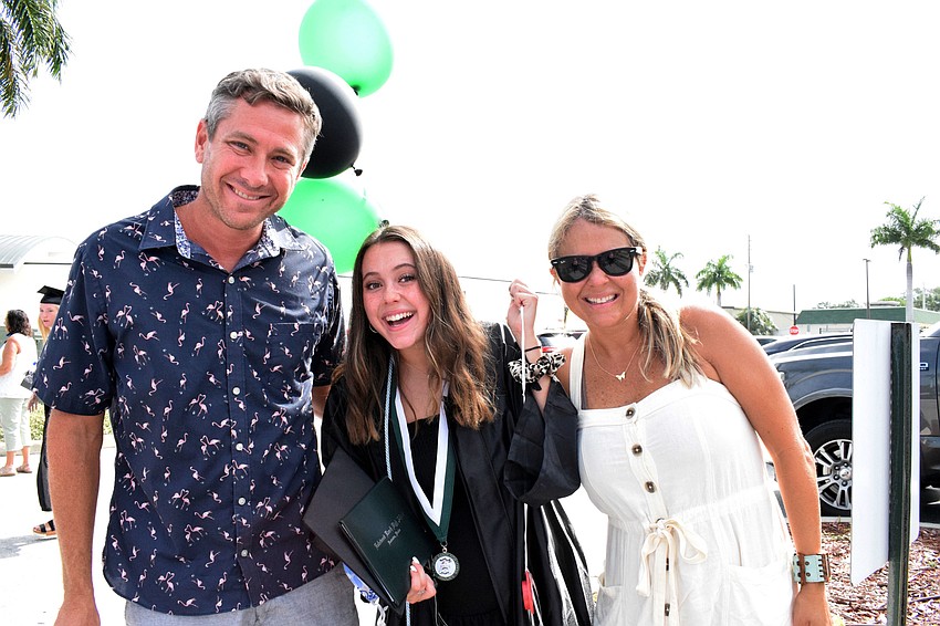 David Astman celebrates the graduation of his daughter Brianna Astman with his wife Ileana Astman. David and Ileana Astman brings balloons to commemorate the graduation.