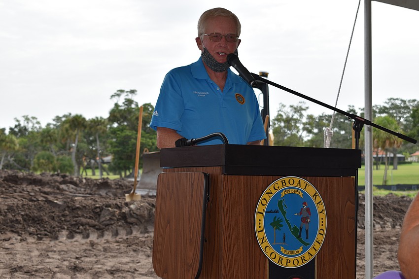 Mayor Ken Schneier speaks during Wednesday's groundbreaking ceremony.