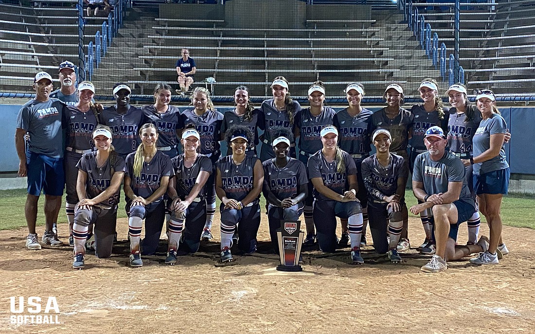 The Tampa Mustangs 18U TJ softball team finished fifth at the 2020 USA Softball GOLD National Championships in Oklahoma City in July. Photo courtesy USA Softball.
