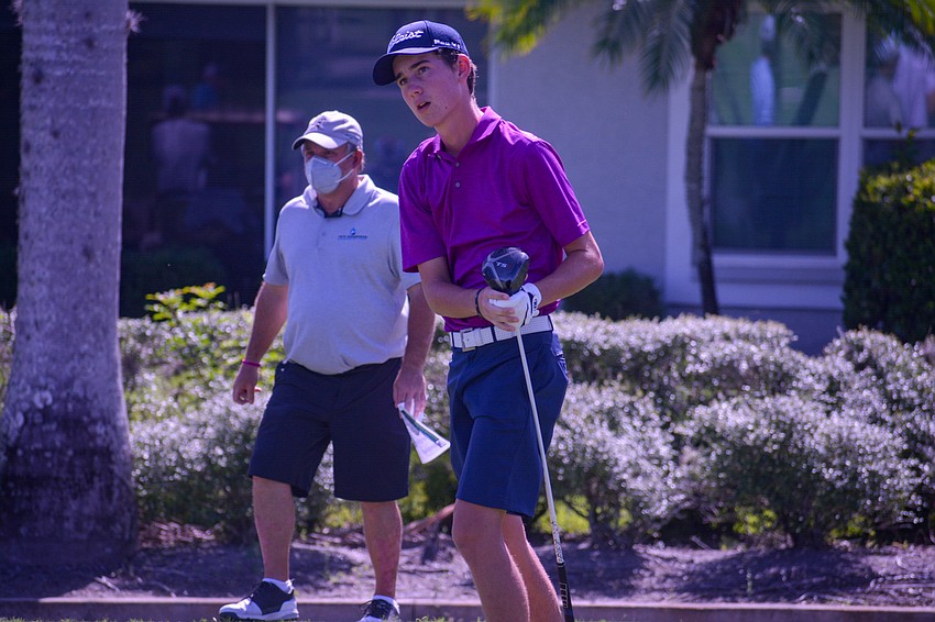 Sarasota's Carson Spence gathers himself after his first tee shot.