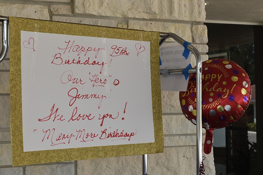 Balloons and handwritten signs abounded to celebrate Loftis' birthday.