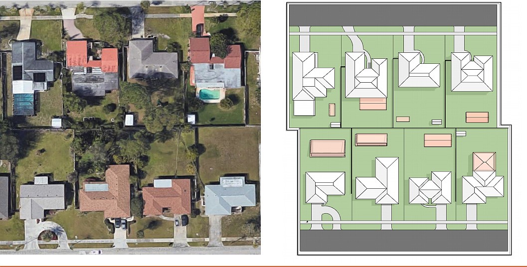This rendering shows possible property layouts for adding accessory dwelling units. Courtesy rendering.