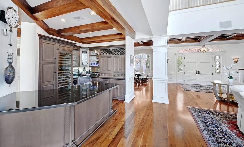 Indoor living space is more than 9,100 square feet on two levels. The home has an elevator.