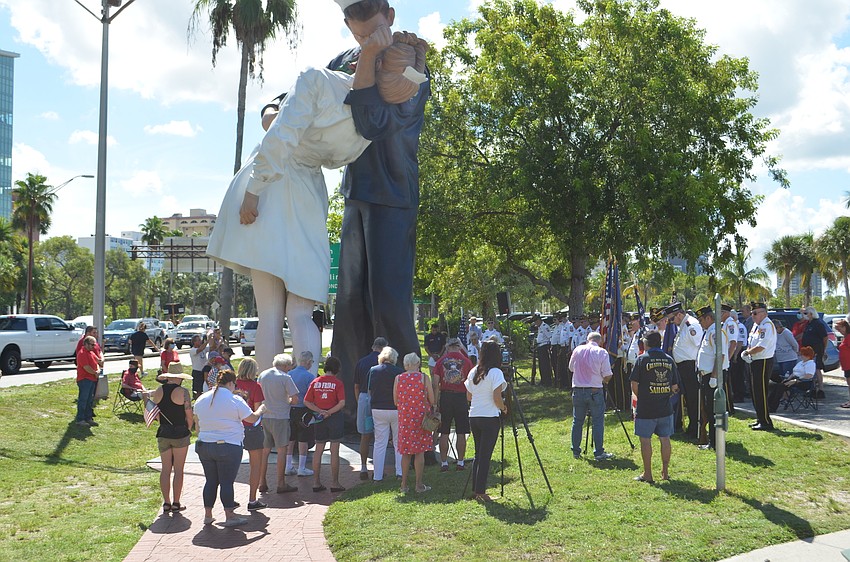 About 100 people attended Friday's ceremony at the site of Unconditional Surrender.