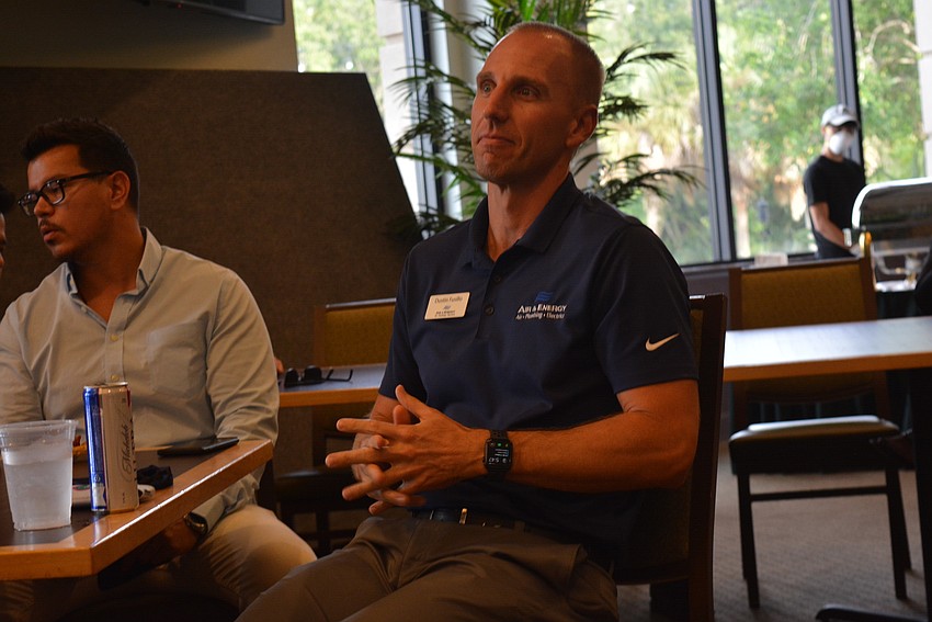 Dustin Fusillo, of Air & Energy, introduces himself before 