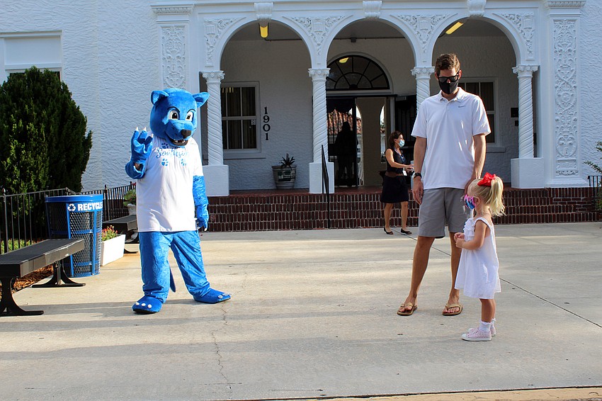 A panther mascot makes an appearance at Southside Elementary School. Brynn Mechem