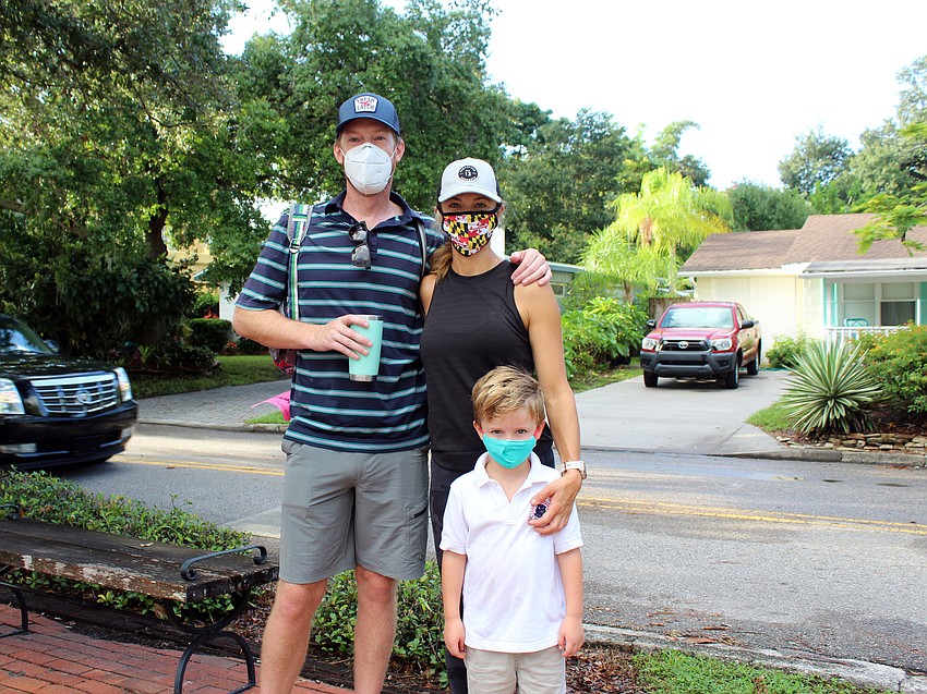 Eric and Christina Fenton drop their son Gus off for his first day of kindergarten at Southside Elementary School. Brynn Mechem