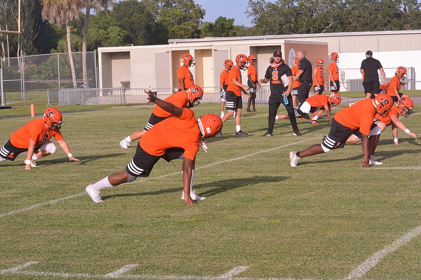 The Sailors warm up before they play North Port High.