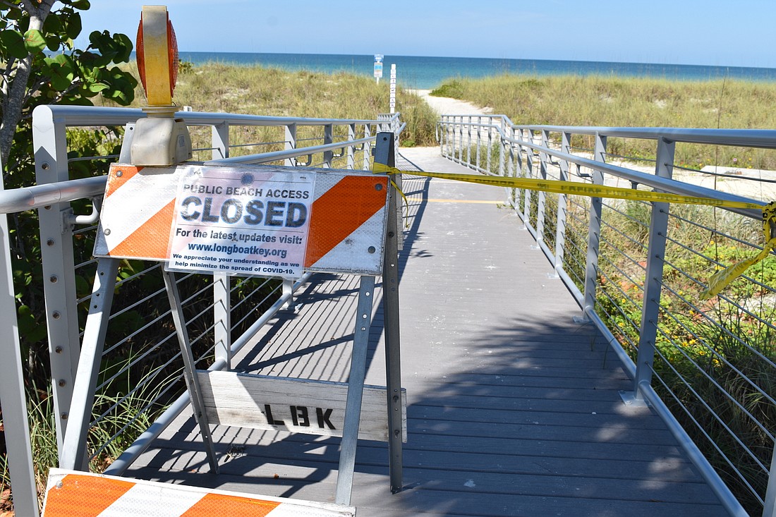 The town of Longboat Key&#39;s public beach access points have been closed since June 30.