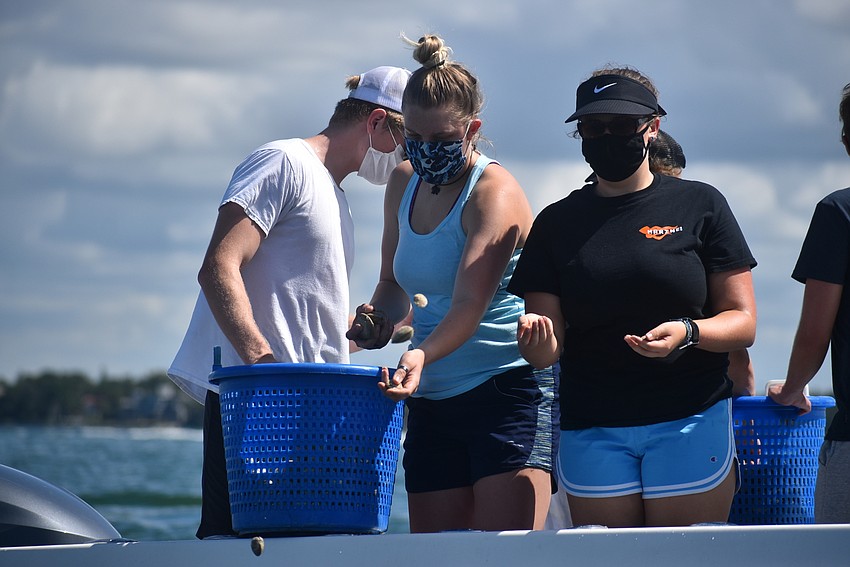 Izabela Burns and Hannah Mauertoss clams.
