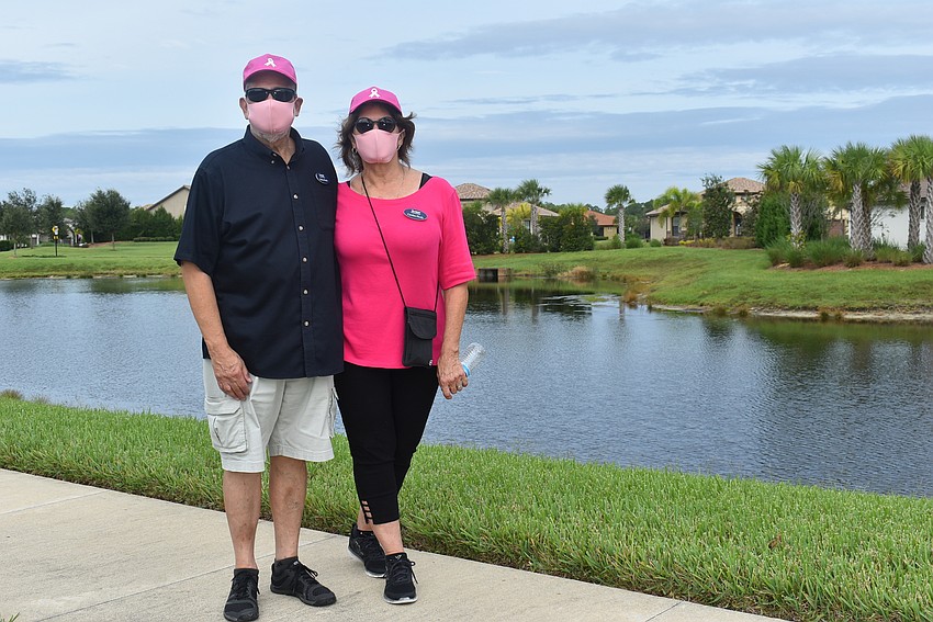 Martin Flacks (left) and Cynthia Flacks walked in honor of their friend Lorie, who died of breast cancer.