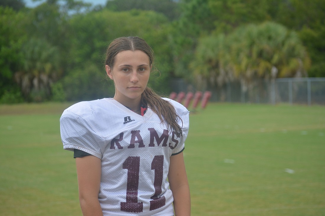 Allison Kukanza is the first female football player to score a point in Riverview High history.