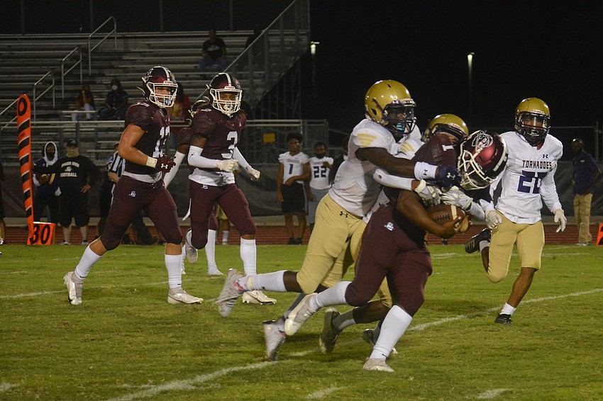 Jaheim Hodo trucks through the Booker defense's attempted tackles.