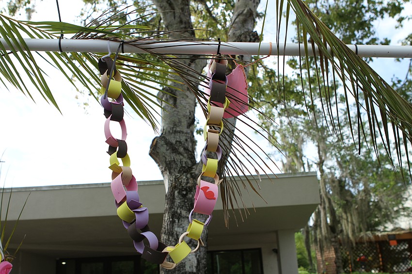 The drive-in sukkah had hand-crafted ornaments.