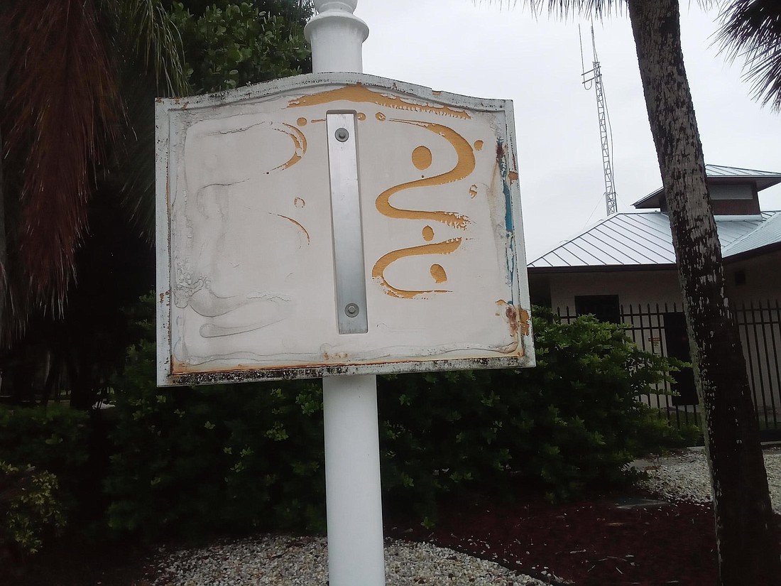 The town of Longboat Key&#39;s World War II memorial is missing near the Mid Key Water Station at 4250 Gulf of Mexico Drive.