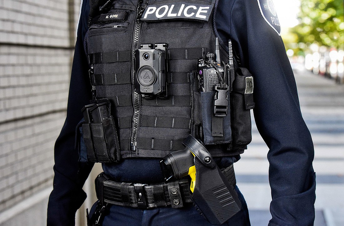 The Axon Body 3 camera activates when a deputy pulls out a weapon, turns on flashing vehicle lights or comes close to a deputy with an activated camera. Photo courtesy Axon.