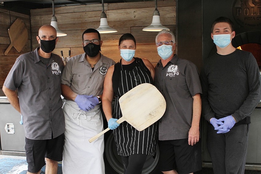 Tom Ricci, Jose Rosado, Danni Bleil, Tom Baril and Hayden Kolek served up pizza as part of Polpo Pizza Co.