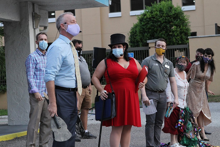 Artistic Director Jeffrey Kin and Players Centre staff put on a song from 