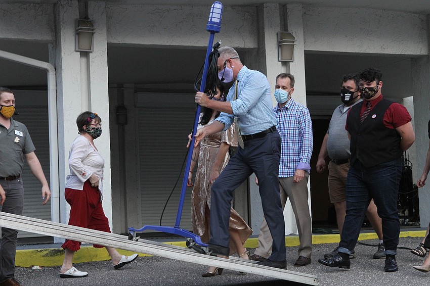 Artistic Director Jeffrey Kin rolled the ghost light into a moving truck.
