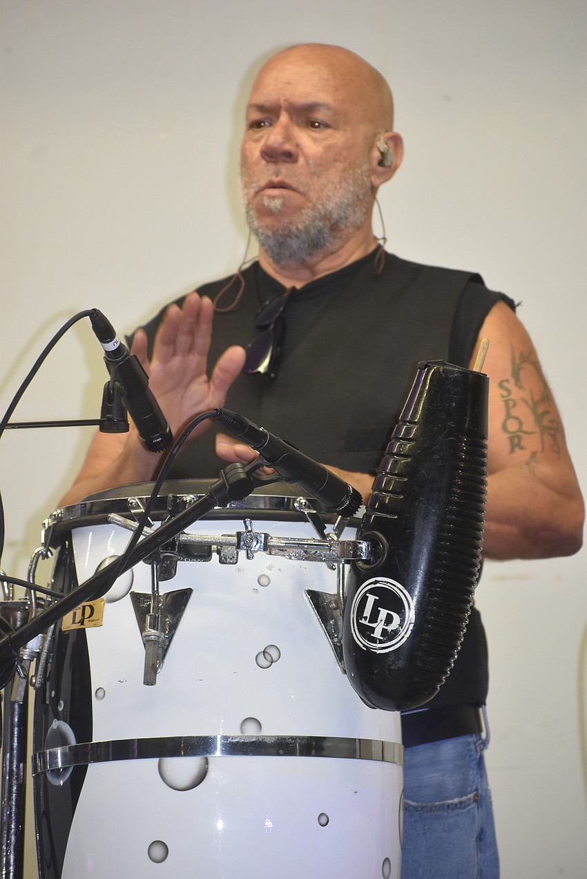 Gumbi Ortiz is not listed as a band member on the Black Honkeys' website, but he plays percussion with them at many of their gigs.
