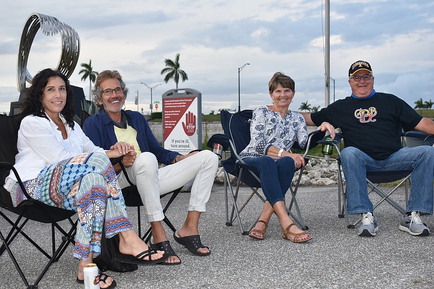 (From left) Jackie Brettingen, Mark Brettingen, Dee Adams and Mike Adams came to Fiesta Friday to hear the Black Honkeys. They had never seen them live before.